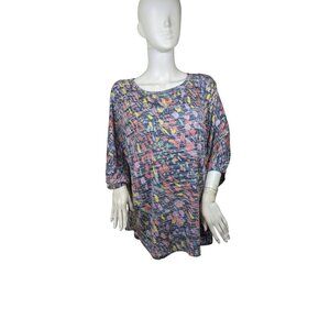 Westbound Women's Multi Color Pastel Confetti Short Sleeve Blouse Top 2X (13)